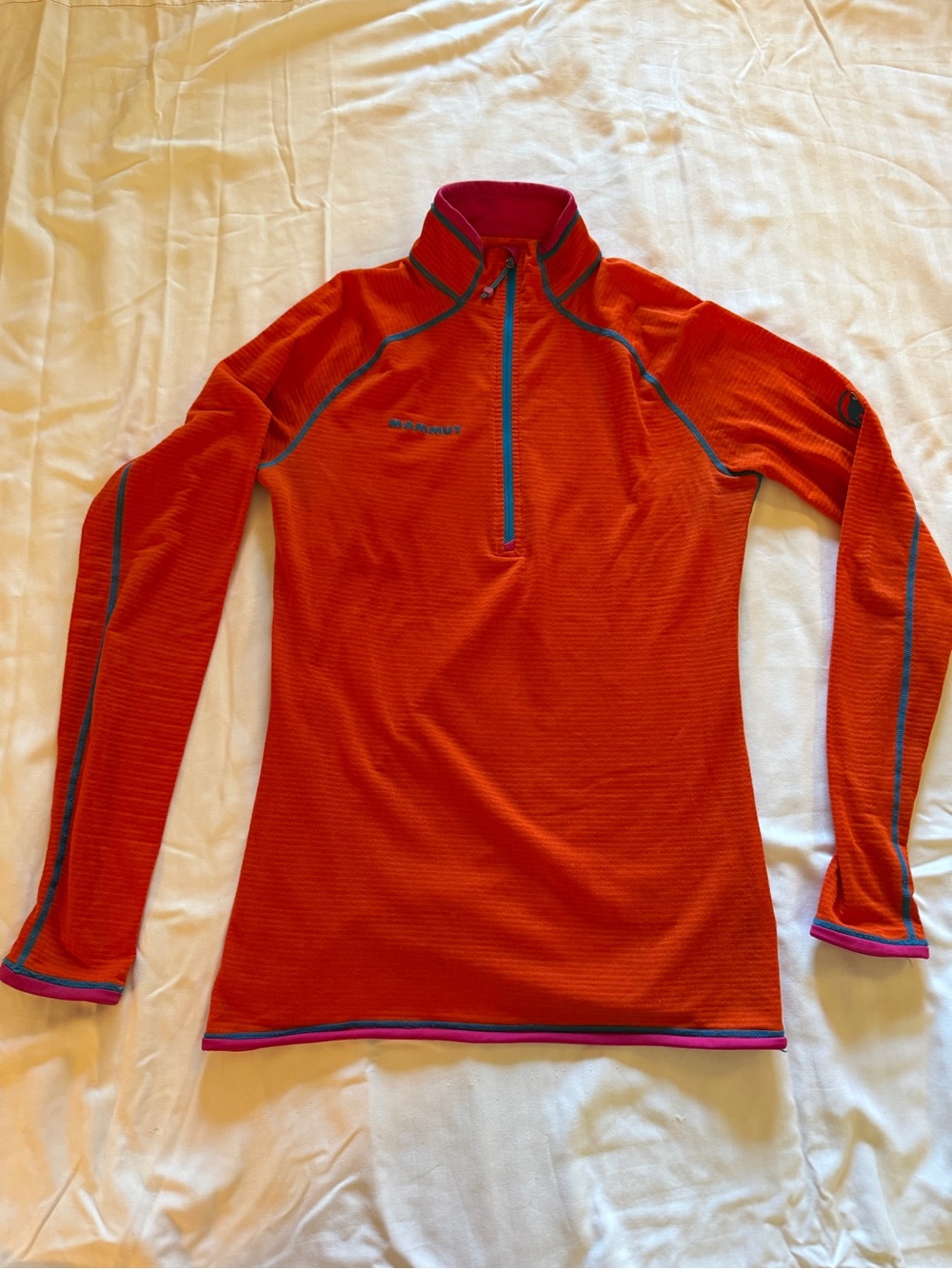 Mammut Women's Orange Long-Sleeve Half-Zip Top with Pink Trim